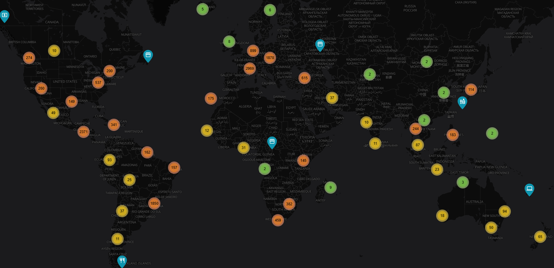 עסקים בעולם שמקבלים ביטקוין